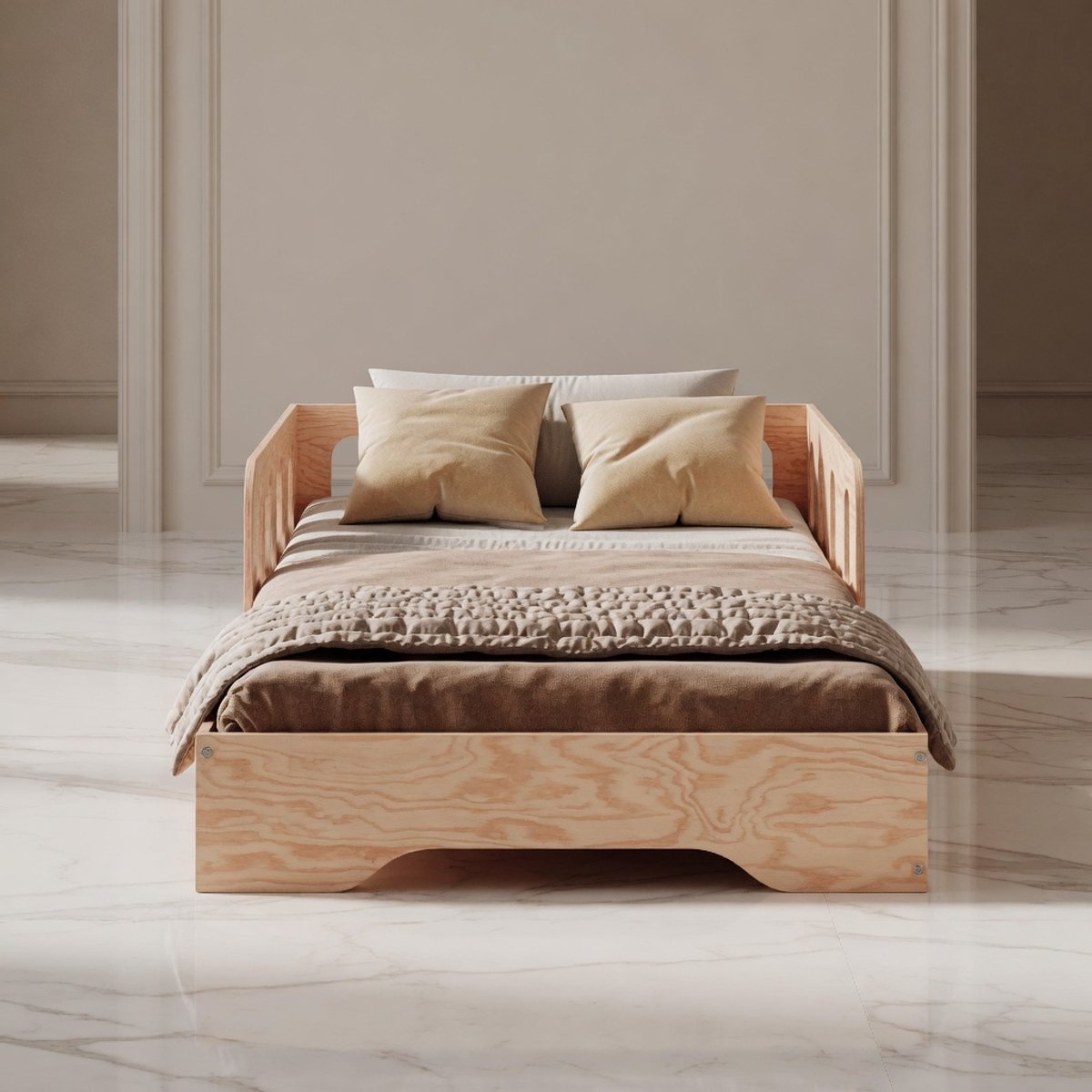 Montessori Vloerbed Kinderbed 70x160 cm met Lattenbodem – Veilig FSC Houten Peuter- en Kinderbed met Valbescherming en Scandinavisch Design – Mobili Bella