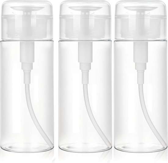 Pomp dispenser - 3 stuks - 150 ml - transparante reisfles -nagellakremover pompflessen - Lege dispenserflessen - met drukpomp - Navulbare containers - geschikt voor het vullen en doseren van cosmetische vloeistoffen - voor dagelijkse verzorging