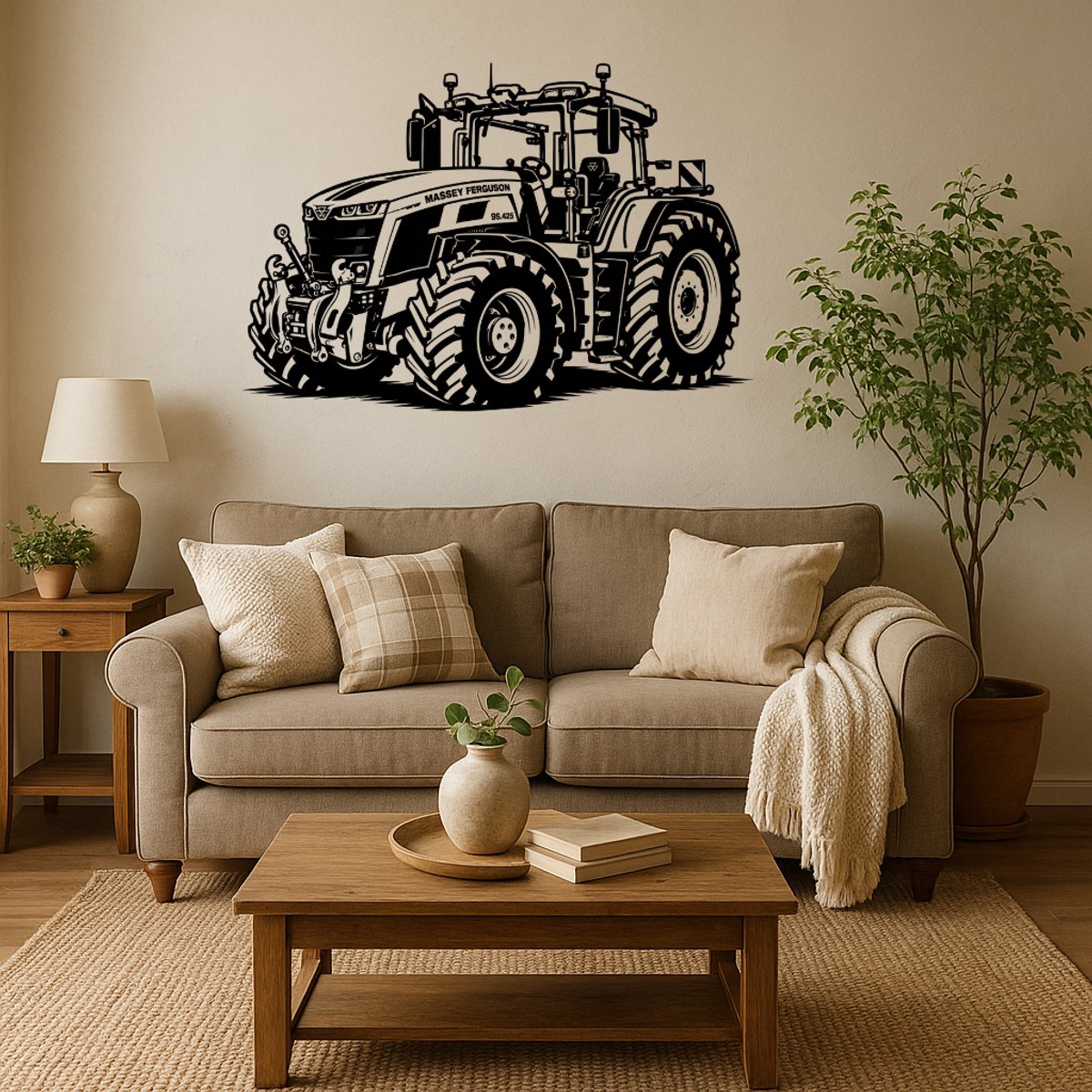 BR2Laser Massey Ferguson 9s – Wanddecoratie – Lasergesneden Hout – Tractor kunst – 75 cm Breed