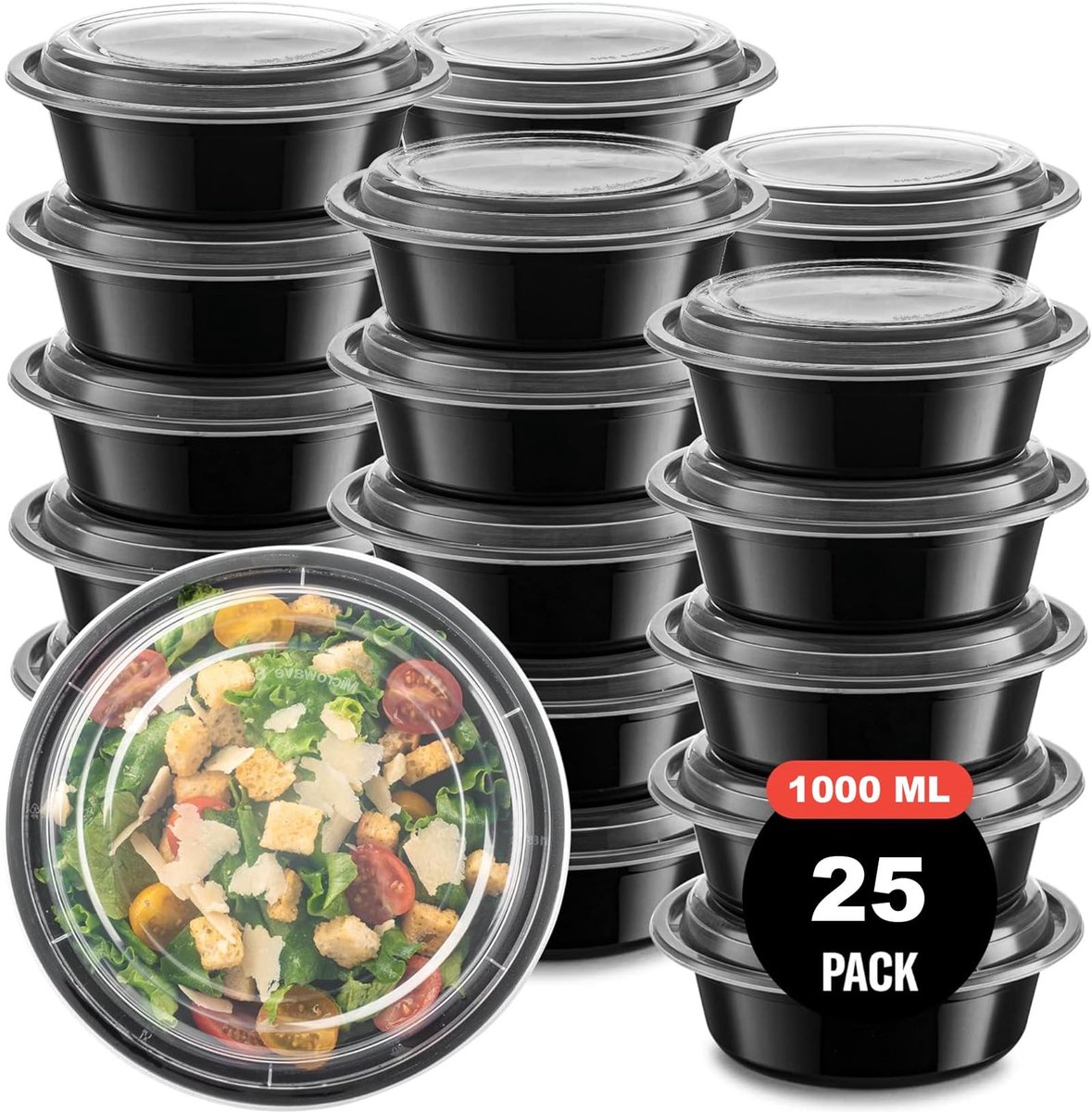 Dailygoody - Meal Prep Dozen - Herbruikbare Maaltijdbox - Luchtdicht - Rond - Vaatwasmachinebestendig - 25 Stuks - Geschikt voor Kantoor en School
