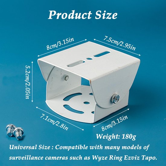 Adjustable Metal Wall Mount for Security Camera and CCTV Cameras, Compatible with Wyze Ring Ezviz Tapo Cameras (White) van Wasserstein — afbeelding 5