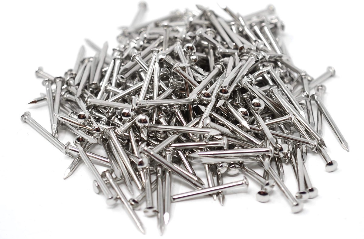 Dailygoody - Halfronde kopspijkers - Spijkers voor houtbewerking - Vernikkeld - 1,6 x 20 mm - Messing spijkers - Onmisbaar voor klussen - Geschikt voo.