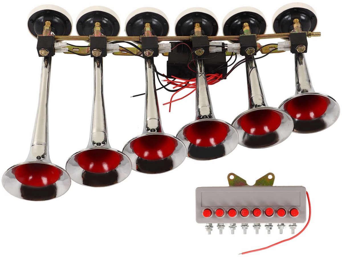 Dailygoods - Trompet Luchthoorn - Elektrische Luchthoorn Kit - Super Luid - 12V 24V - Geschikt voor Vrachtwagens Bussen Boten - 160dB