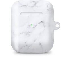 xoxo Wildhearts hoesje geschikt voor Airpods 1/2 - Marble White Lies - Ook als telefoonhoesje verkrijgbaar - schokbestendige case geschikt voor Airpod 1 en 2 - koptelefoon case - Beschermhoes met marmerprint - marmer look - wit