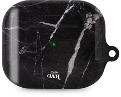 xoxo Wildhearts hoesje geschikt voor Airpods Pro 1 / Pro 2 - Marble Black Mood - Ook als telefoonhoesje verkrijgbaar - schokbestendige case geschikt voor Airpod Pro (2) - koptelefoon case - Beschermhoes met marmerprint - marmer look - zwart