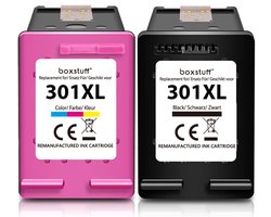 Boxstuff Inkt geschikt voor 301 XL - (CH563EE) Compatibel met HP 301 / 301XL - Inkt Cartridge 2-pack voor HP Deskjet 1000 / 2050 / 2549 / 3050a2 Envy 4500 / 4501 / 5530 / 5531 Officejet 4630 / 4631 / 4632 - Pack Kleur en Zwart