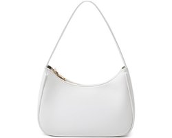 Dames Schoudertas-PU-leren schoudertas-Mini handtas -schoudertas dames-handtas -met Ritssluiting-Wit