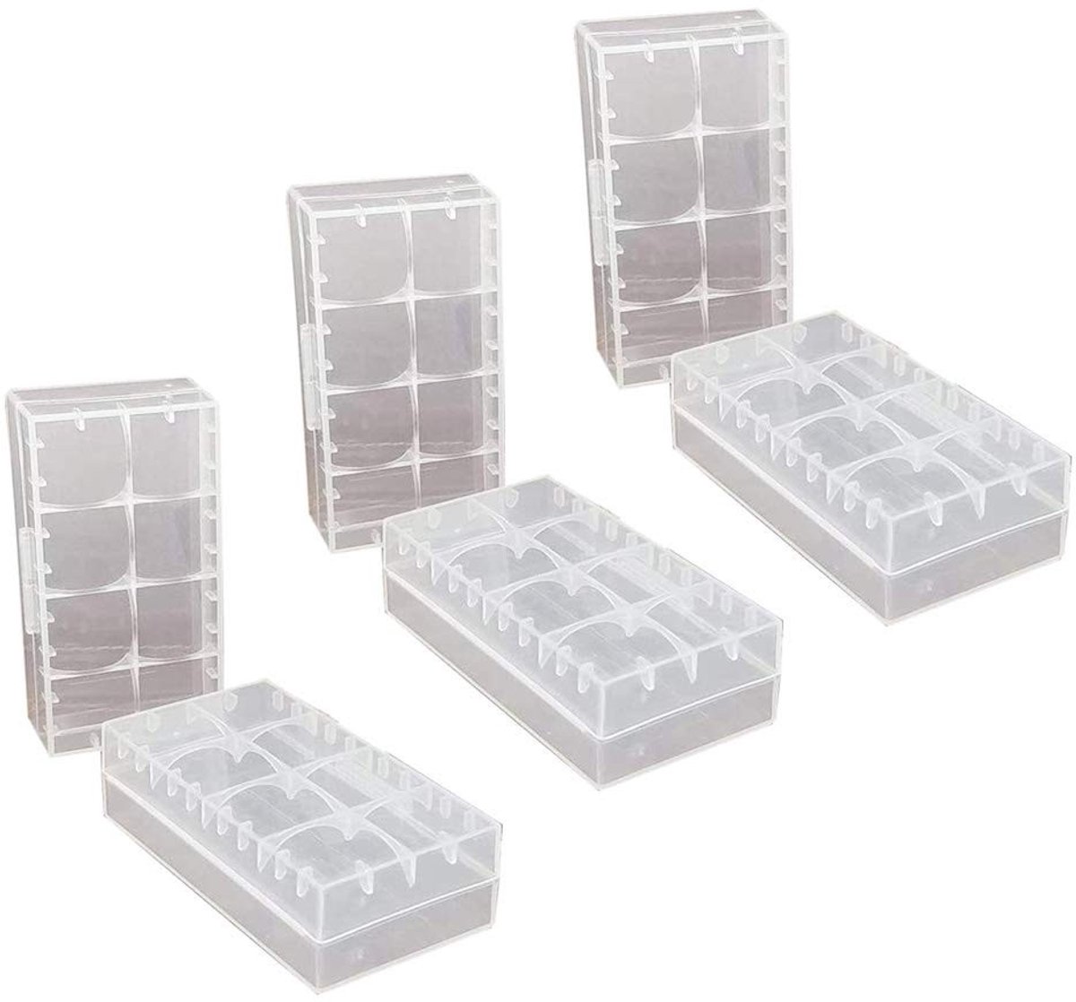 Store_7 - Batterij-opbergdoos - 6 stuks - Robuust kunststof - Oplaadbare batterijen - Perfect voor 18650 en 18350 accu's - Handig voor opslag en tr...