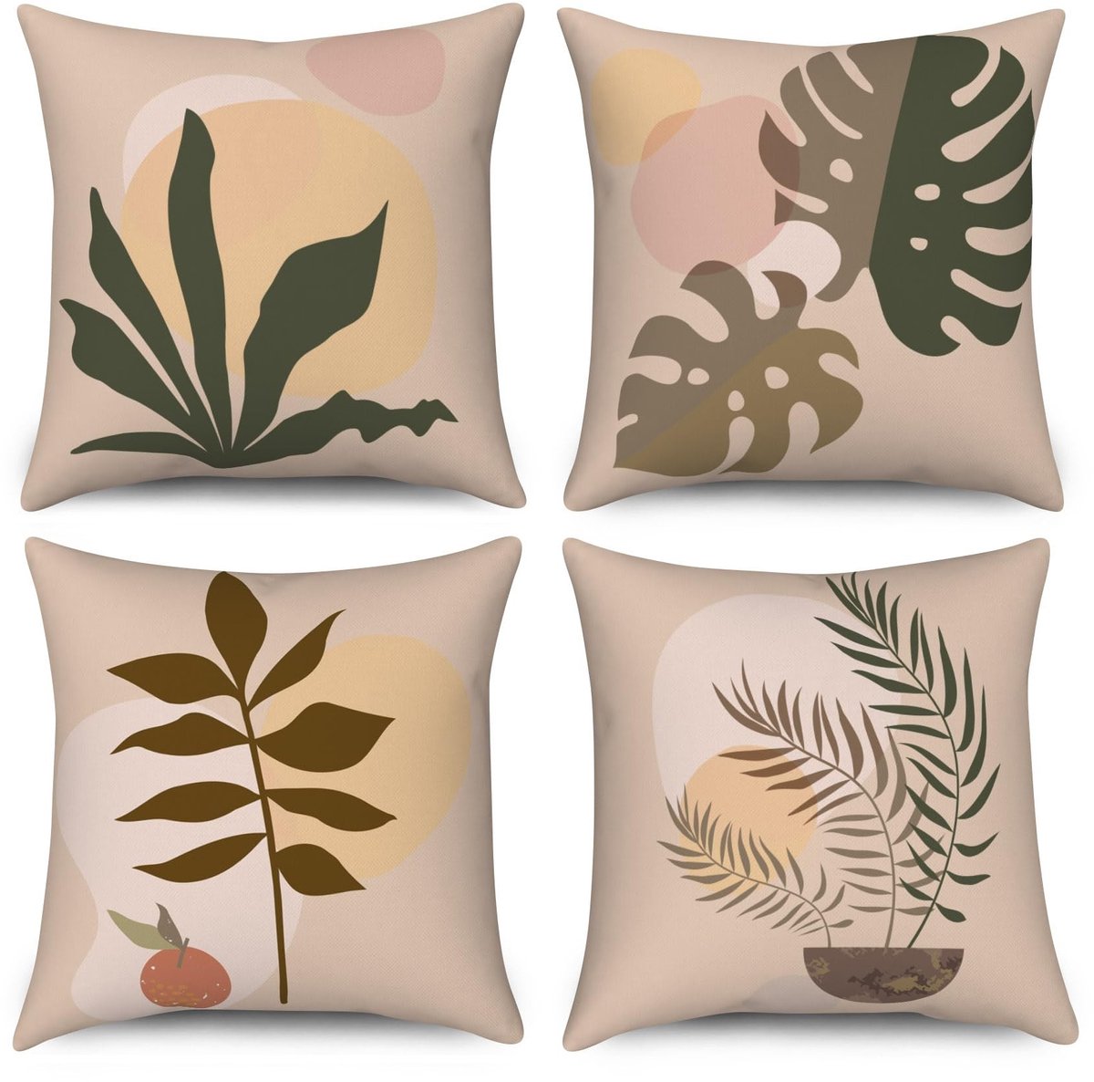 Dailygoody - Boho Kussensloop - Set van 4 - Modern en Abstract - Beige - Sierkussen - Wasbaar Polyester en Vlas - Geschikt voor Woonkamer
