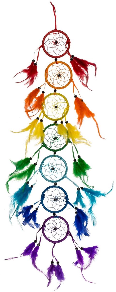 Dailygoody - Kleurrijke dromenvanger - Boho-decoratie - 65 cm - Regenboogkleuren - Goede dromen - Perfect voor elke ruimte