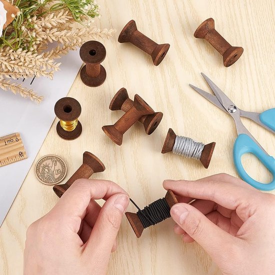 20 Stuks Antieke Houten Spoelen van 40mm voor DIY Projecten, Weven, en Creatieve Kunstwerken van Merkloos — afbeelding 2