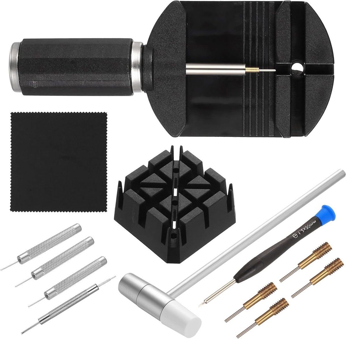 Complete Horloge Gereedschapsset met 11 Onderdelen, Inclusief Horlogeband Tools, Veerpennen en Reparatie Kits voor Horlogemakers
