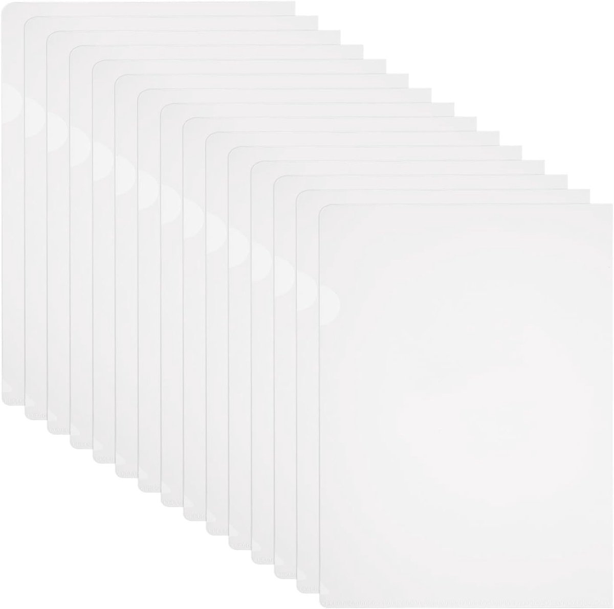 Plastic mappen set van 40 stuks, heldere l-vormige documenthoezen voor kantoor, 6.3 x 8.8 inch, transparant en duurzaam voor papieren documenten