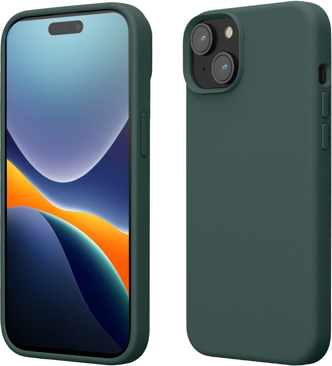 kwmobile Case voor iPhone 15 - Slank TPU-Hoesje met Zachte Afwerking - In blauwgroen