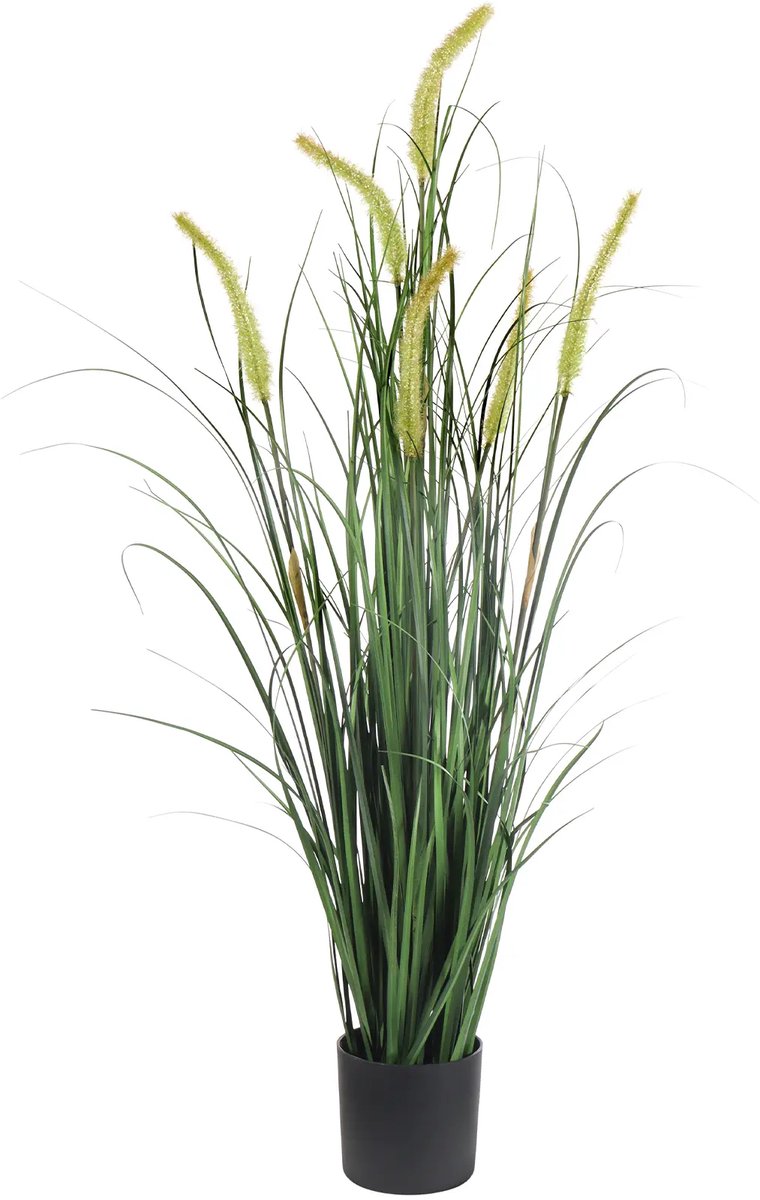 Kunstpalm Kunst Pluimgras | 100cm - Namaak pluimgras - Kunstplanten voor binnen - Kunstplant pluimgras Donkergroen