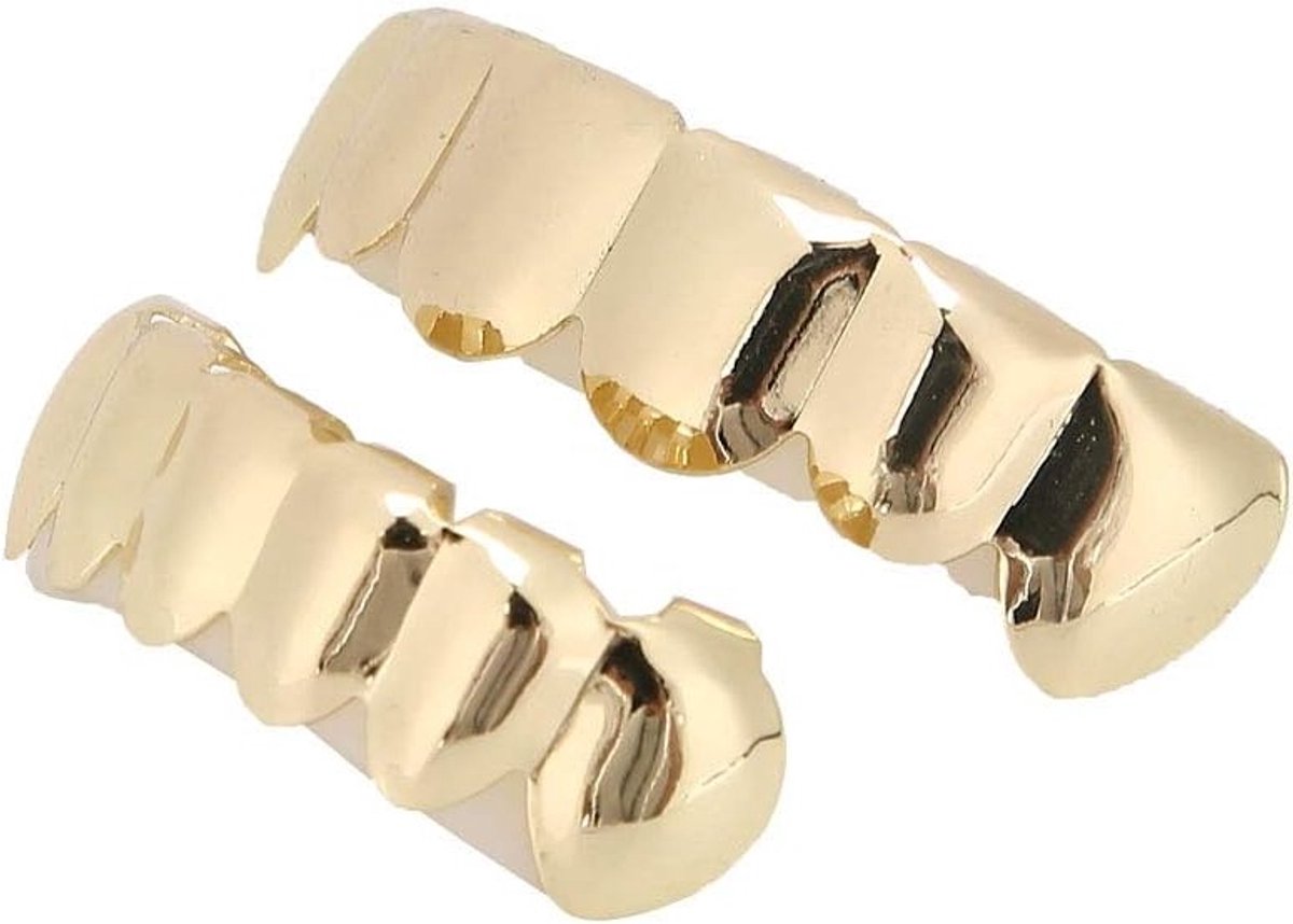 Hip Hop Grills voor Mannen en Vrouwen, Glanzende Gouden en Zilveren Tanden, Accessoires voor Rapper Kostuums en Feestjes