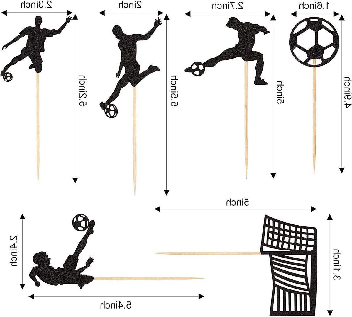 24 Pieces Football Verjaardagstaart Toppers - Taartdecoratie - Happy Birthday Taart Decoratie voor Voetbal Sportfeest Decoraties