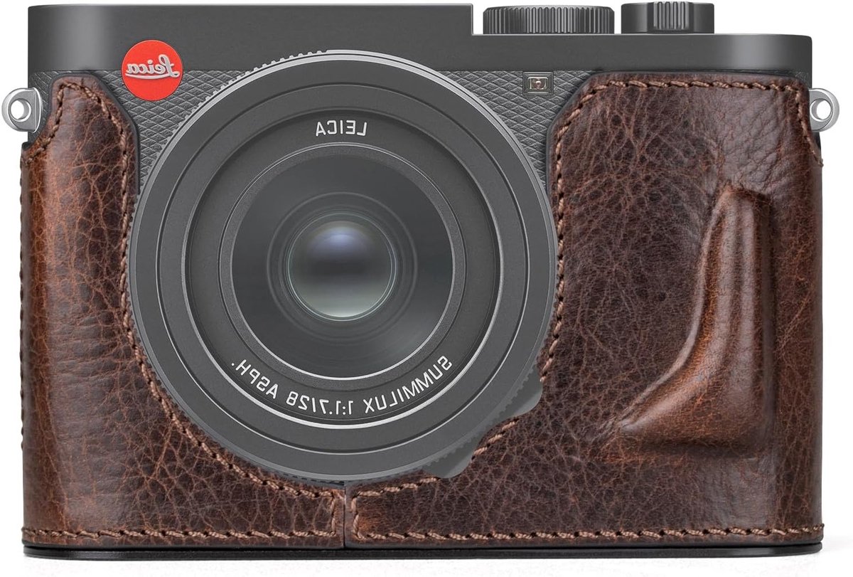 Stijlvolle leren beschermhoes voor Leica Q3, retro design, met toegang voor batterij en geheugenkaart, premium kwaliteit