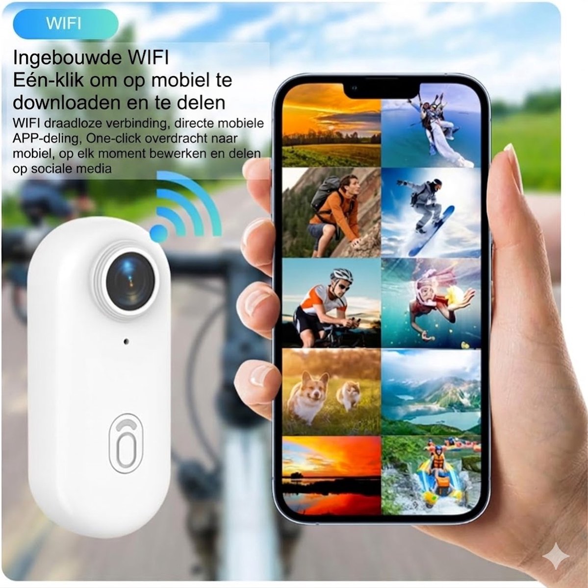 Mini-Sportcamera 1080p Formaat Inch Met 360 Graden Draaibare Clip en Magnetische Clip, Actiecam, POV-Opname, Handsfree, Draagbare Camera, Vlogging 120° Voor fiets, Motorfietsen, Audio- en-（Wit） thumbnail 4