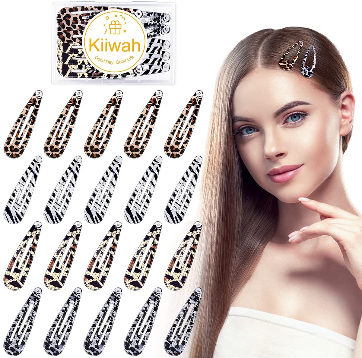 Dailygoody - Haarspelden voor Dames - Grote Snap-Haarspelden - Duurzaam Metalen Haarclips - Luipaardpatroon - Haaraccessoires - Geschikt voor Dames en