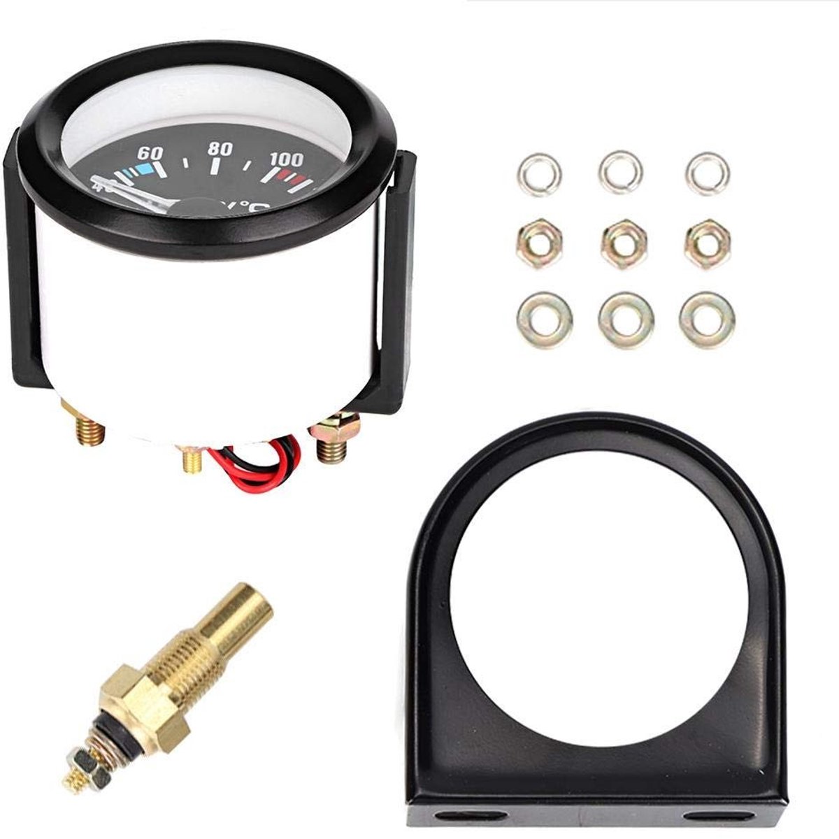Dailygoody - Temperatuurweergave Auto - Digitale Watertemperatuurmeter - 2 Inch LED - Universeel - 12V - Voor Auto's en Motoren - Inclusief Sensor