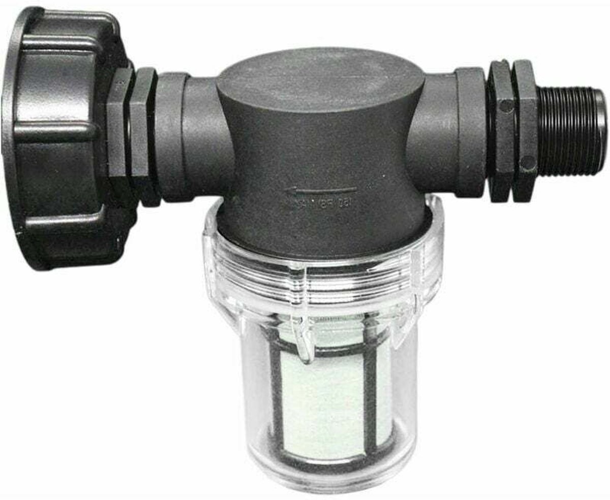 Kraanfittingen geschikt geschikt voor watertanks van 1000 liter – S60x6 fitting met geïntegreerd filter – 3/4-inch tuinslangaansluiting – Regenwateropvangsysteem