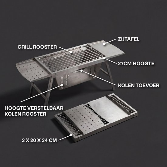 De Weele camping BBQ houtskool - kleine opvouwbare en draagbare mini barbecue - tafel BBQ / tafelbarbecue - tafelmodel van Merkloos — afbeelding 5