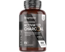 WeightWorld Actieve Kool capsules - 2000 mg - 180 vegan capsules - Gemaakt in de Europese Unie