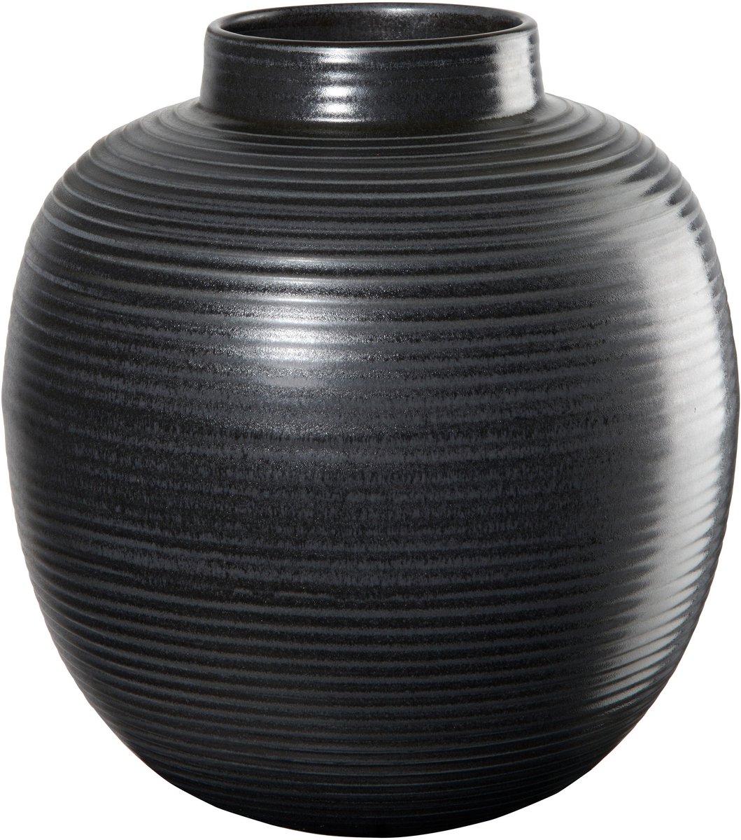 ASA Selection Japandi vaas, tafelvaas, decoratieve vaas, bloemenvaas, aardewerk, zwart, H 22 cm, 73003174