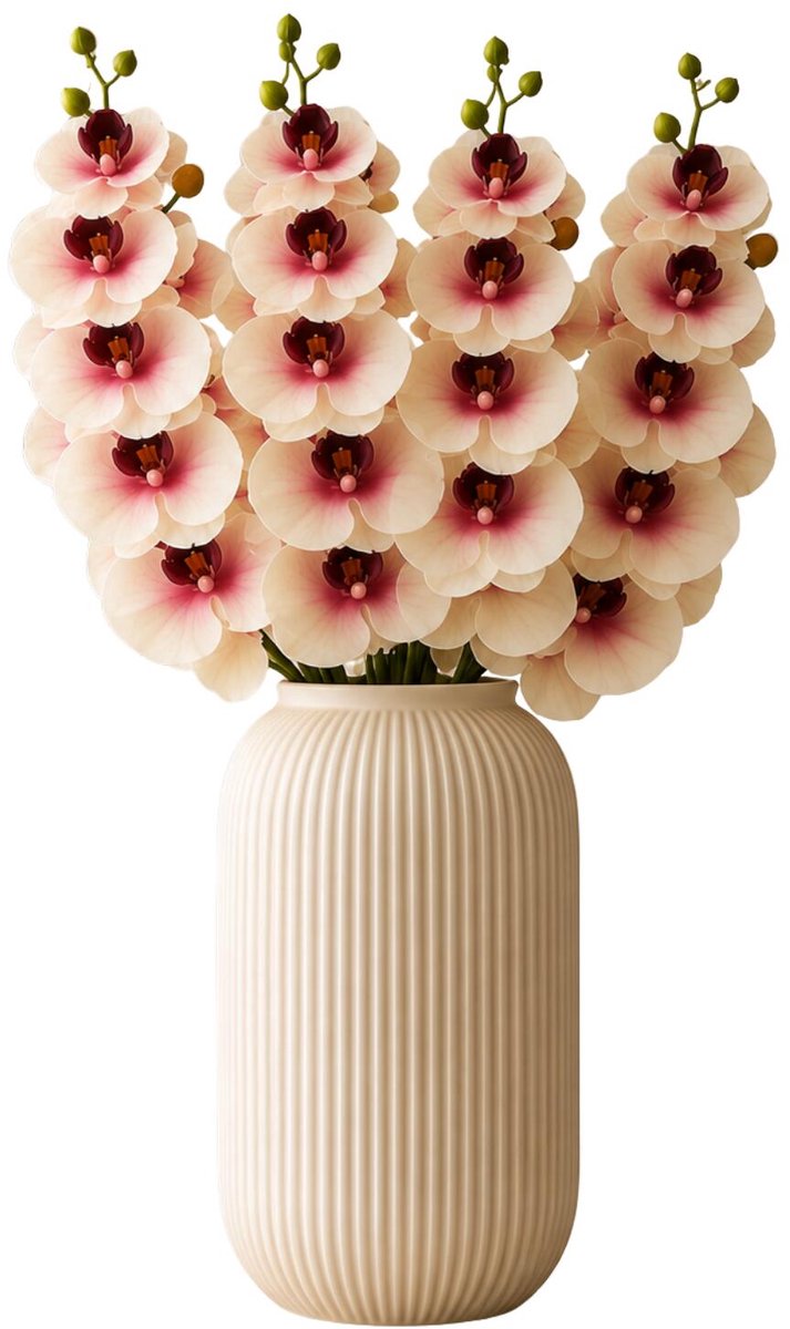 Bellatio Design Kunstbloem Orchidee Bora - 4x - roze - 77 cm - losse steel - kunst zijdebloemen - Phalaenopsis