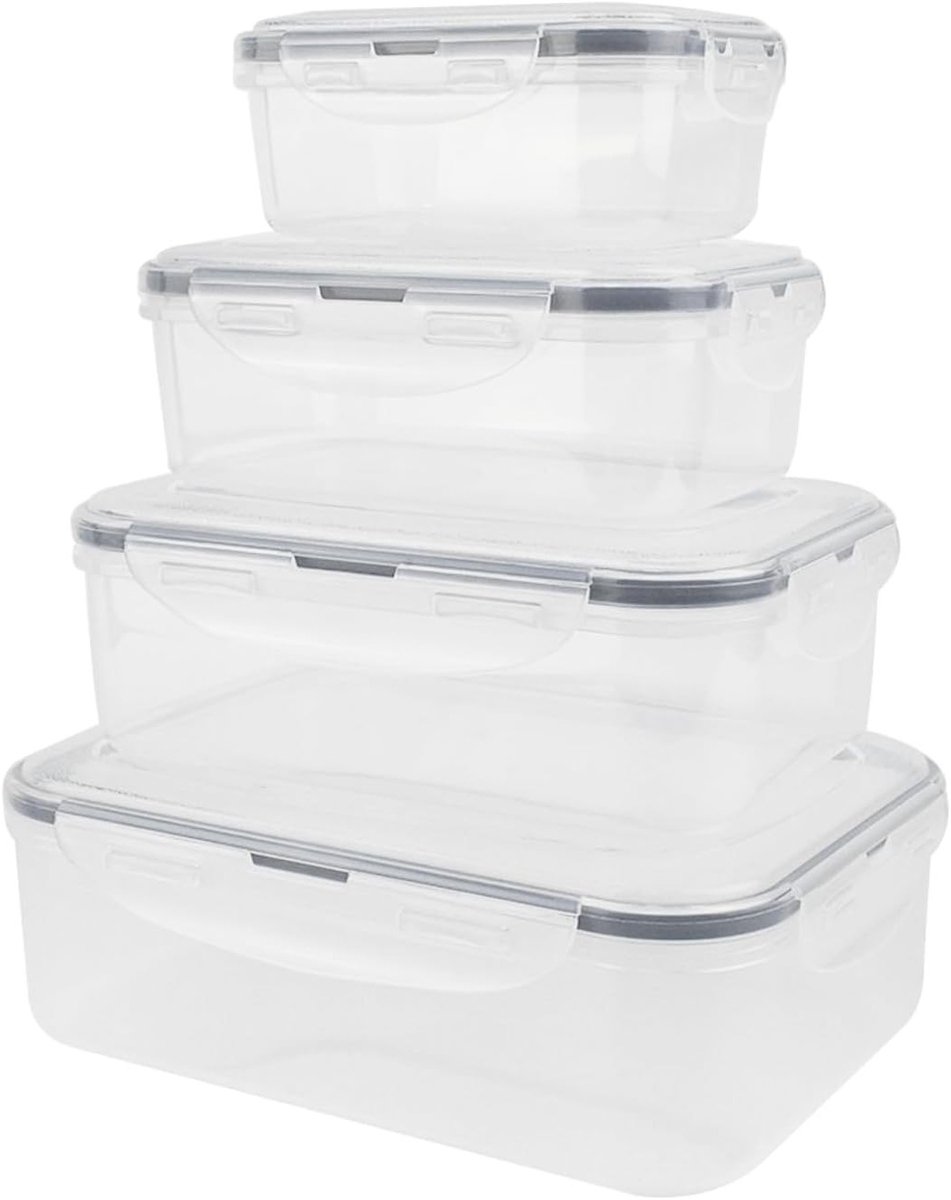 MK Stoer -Invriesdozen met deksel - Plastic containers - Luchtdicht en lekvrij - Magnetron en vriezer - BPA-vrij - Zwart - Geschikt voor voedselopslag - Verpakking van 8