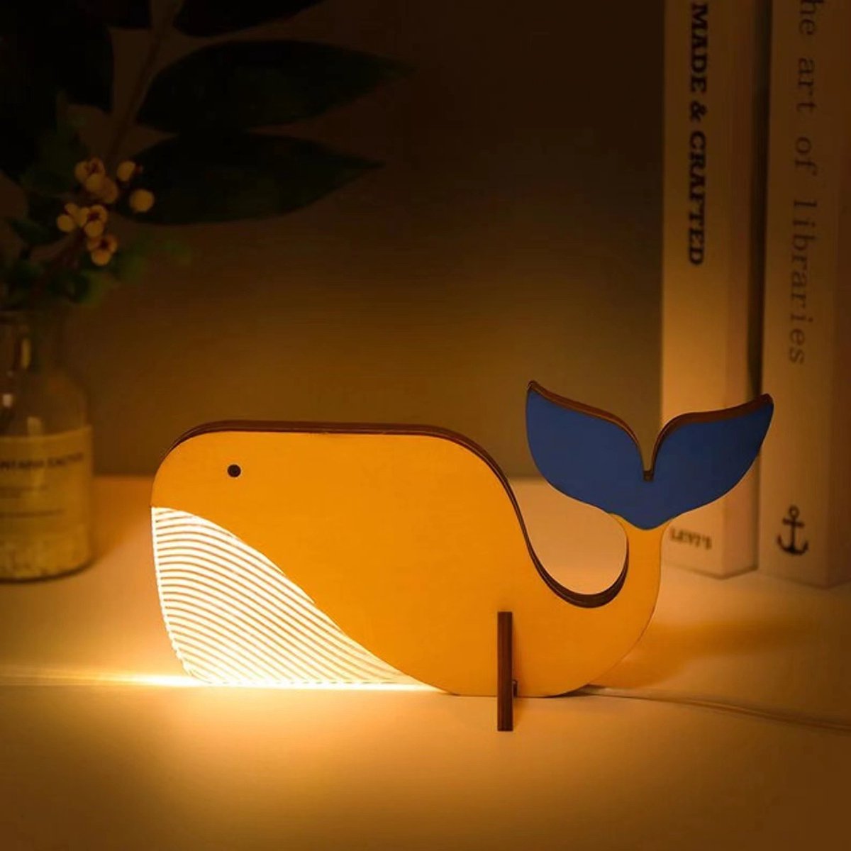 Ryoudavell - led lights Tafellamp in de vorm van een walvis - LED-lamp van acryl - Decoratieve tafellamp voor meubels - Decoratieve verlichting (geschikt voor diverse gelegenheden)