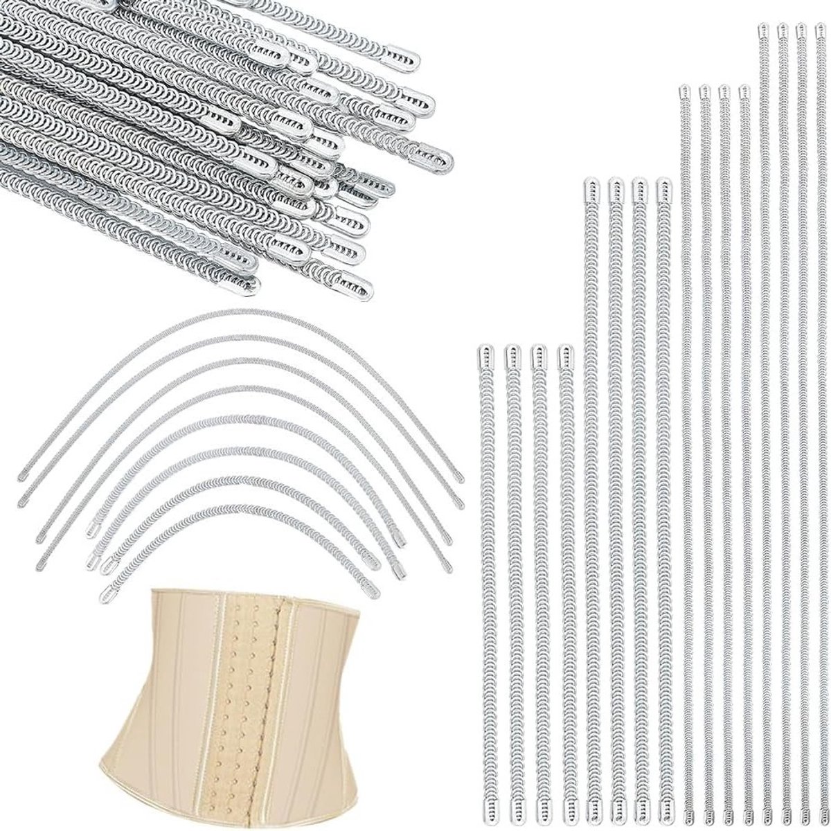 40 Stuks Spiral Metaal Boning - 4 Maten Corset Modeling Sticks voor Bruidsjurken en Kostuums, Perfect voor Corset Naaiprojecten en Creatieve Handwerken