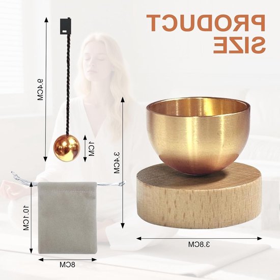 Tibetaanse klok - Klankschaal set - Meditatie en ontspanning - Helder resonerend geluid - 3.4 x 3.8 cm — afbeelding 2