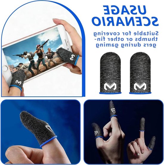 Ultragevoelige Vingersleeves voor Mobiele Gaming, Zweetbestendig en Ademend, Ideaal voor PUBG en Fortnite, 3 Paar Hybride van Koolstof en Zilvervezel van Merkloos — afbeelding 5