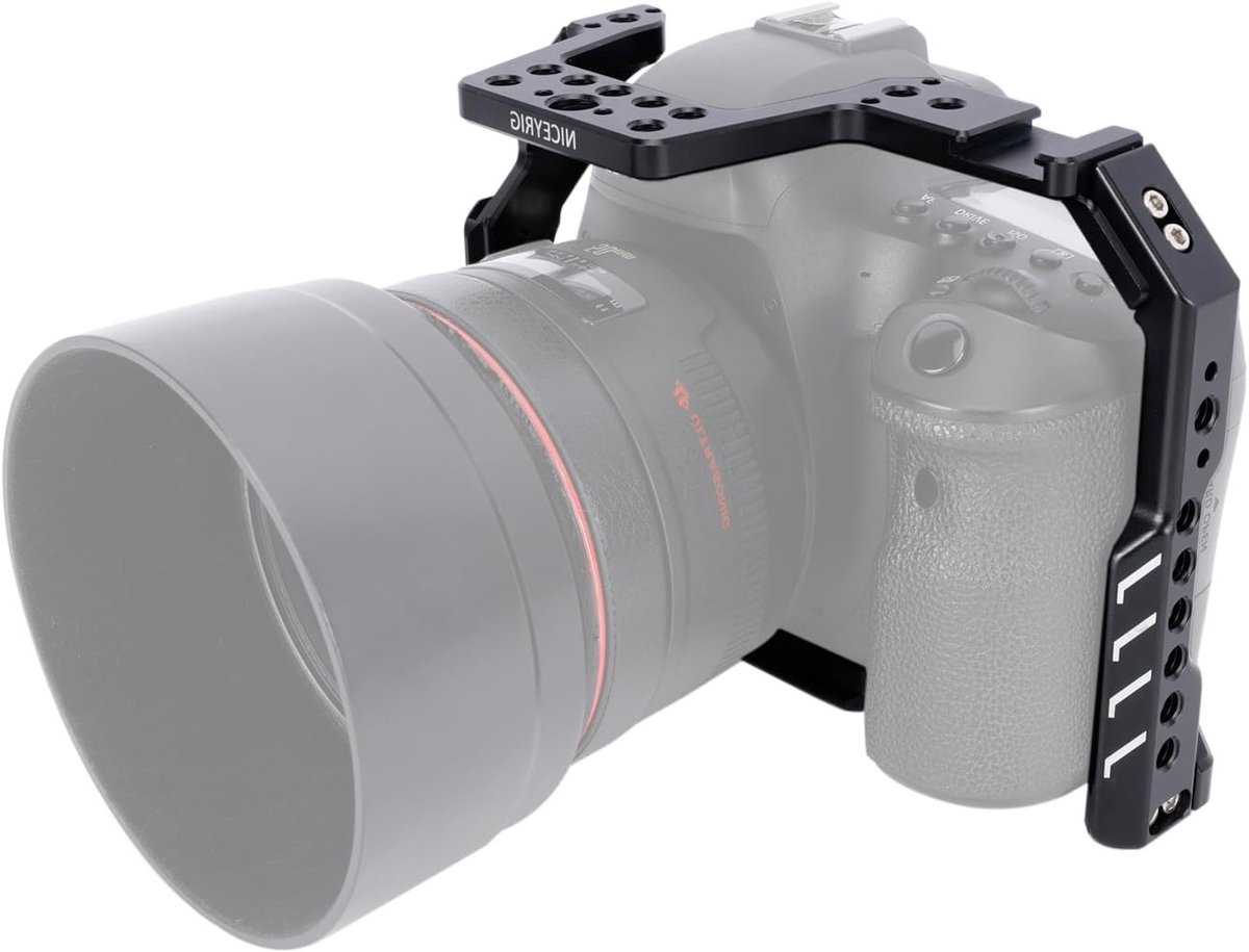 Camera Cage voor Canon EOS 6D en 6D Mark II met NATO Rail, Koud Schoen en Snelle Ontgrendeling