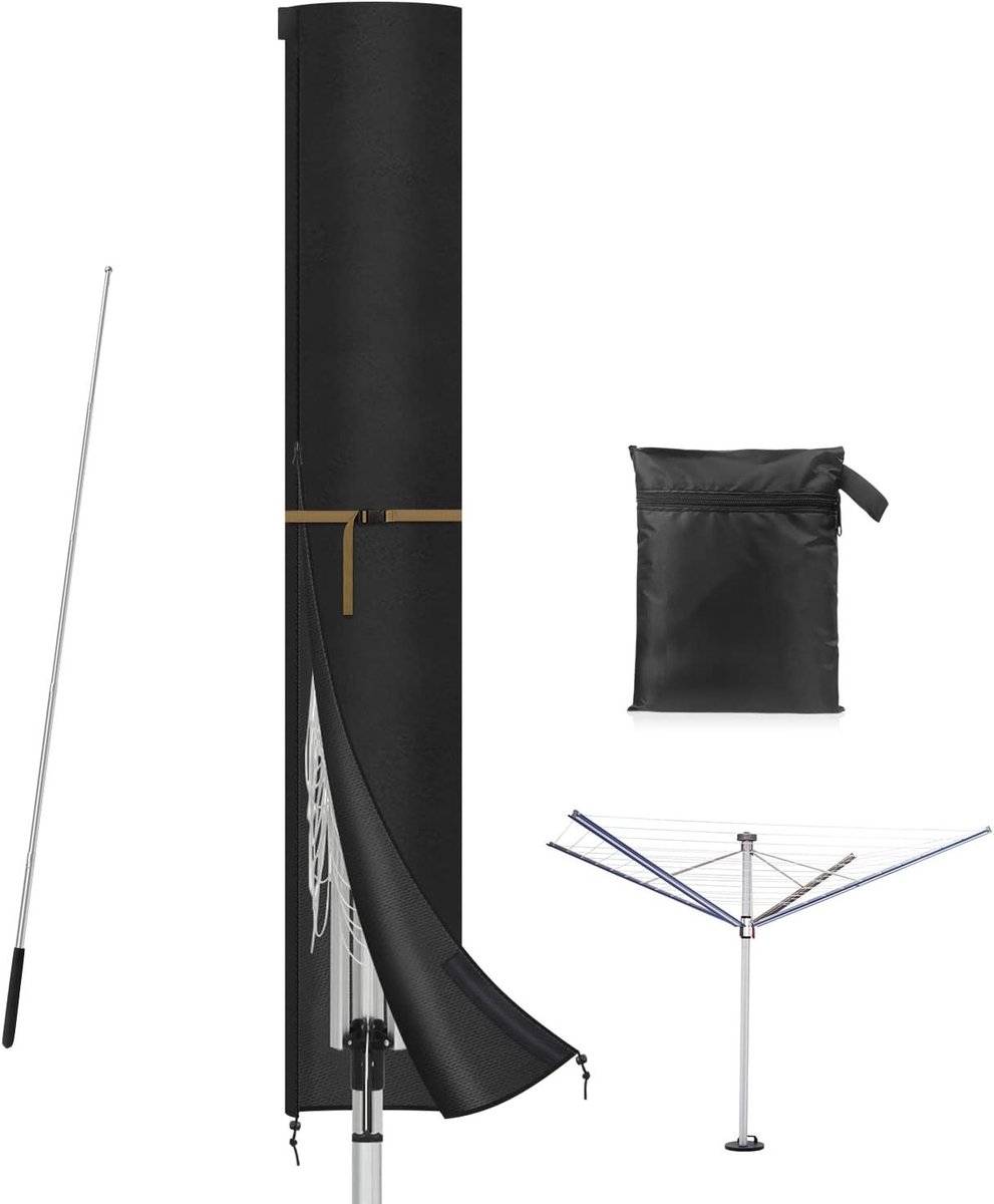 Beschermhoes voor Droogmachine - Universele Weerbestendige Dekking met Rits en Stang, Oxford Stof, 200 x 32 cm, Ideaal voor Bescherming tegen Wind en Weer