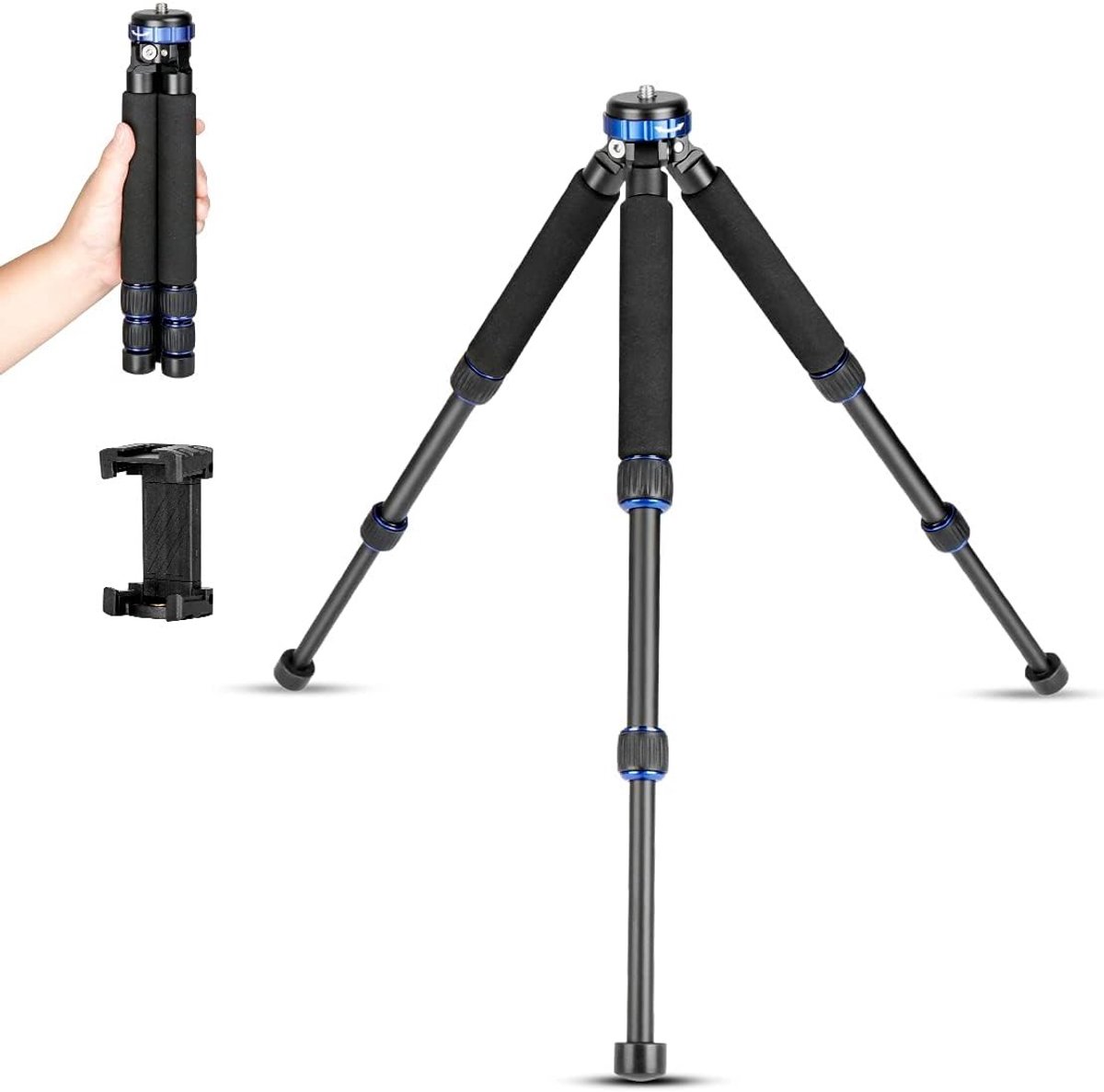 Tabletop Mini Tripod voor DSLR Camera en Smartphone, Draagbaar en Verstelbaar met 1/4 en 3/8 Schroefdraad, Maximaal 10kg Belastbaar, Ideaal voor Reis en Video Opnames
