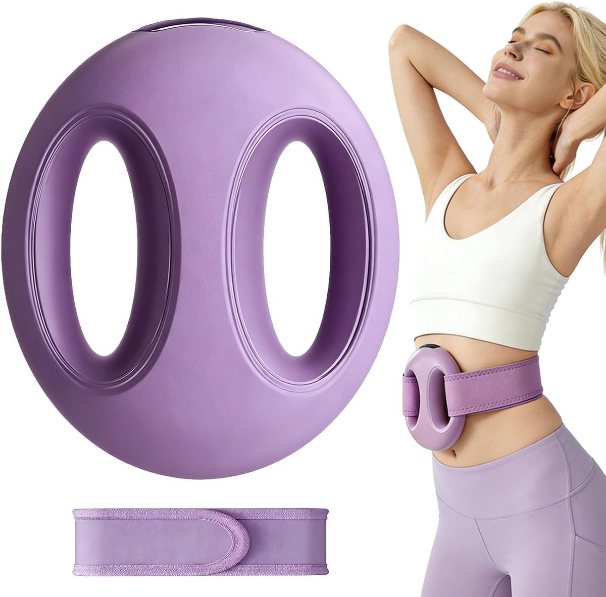 Volledige lichaam fascia-ringmassager met riem, diepe weefsel vibratiemassagegereedschap, 3 modi & 6 intensiteitsniveaus, draagbare draadloze massager voor gewichtsverlies en lymfedrainage, cadeau voor vrouwen (Paars)