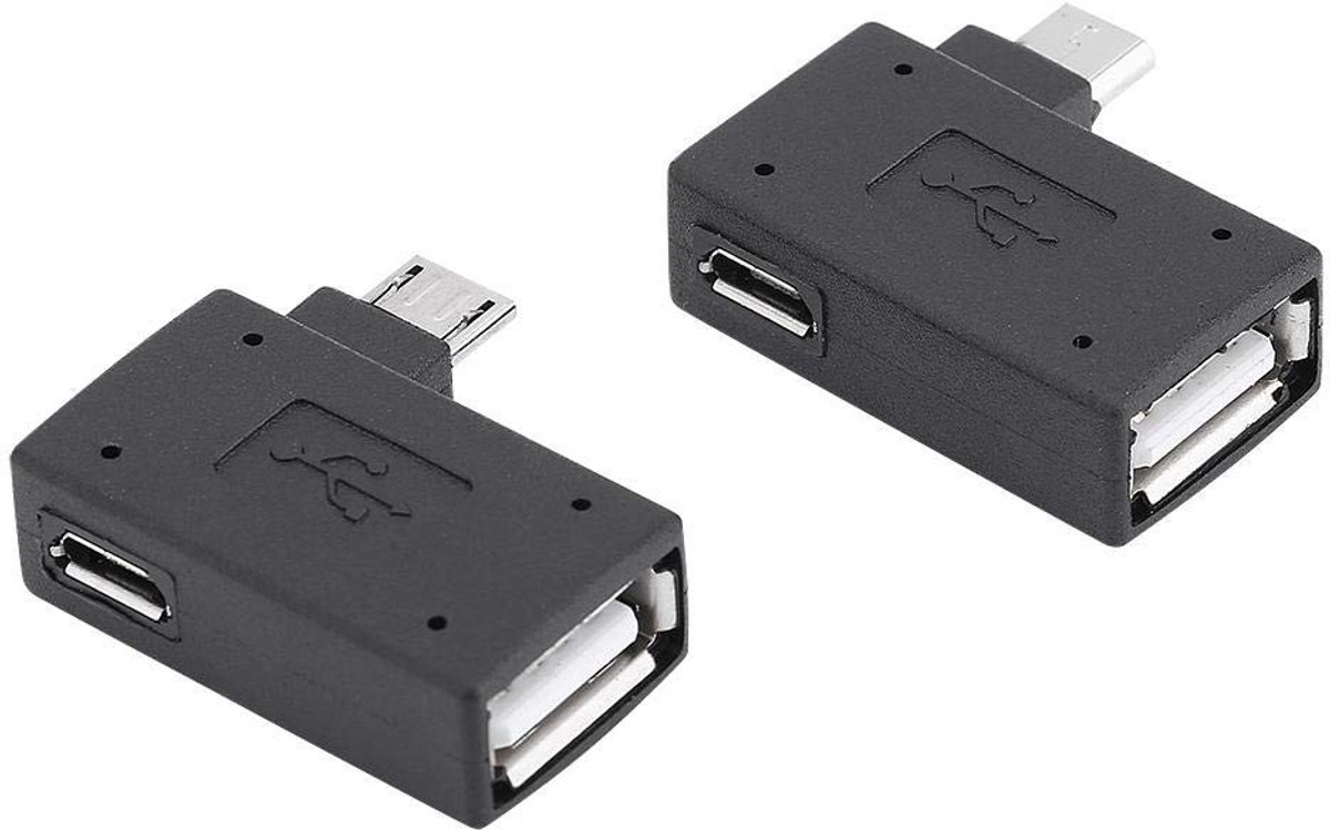 Dailygoody - USB 2.0 Adapter - Micro Converter - Haakse Aansluiting - Pack van 2 - USB Vrouwelijk naar Mannelijk - Geschikt voor Apparaten - Klein...