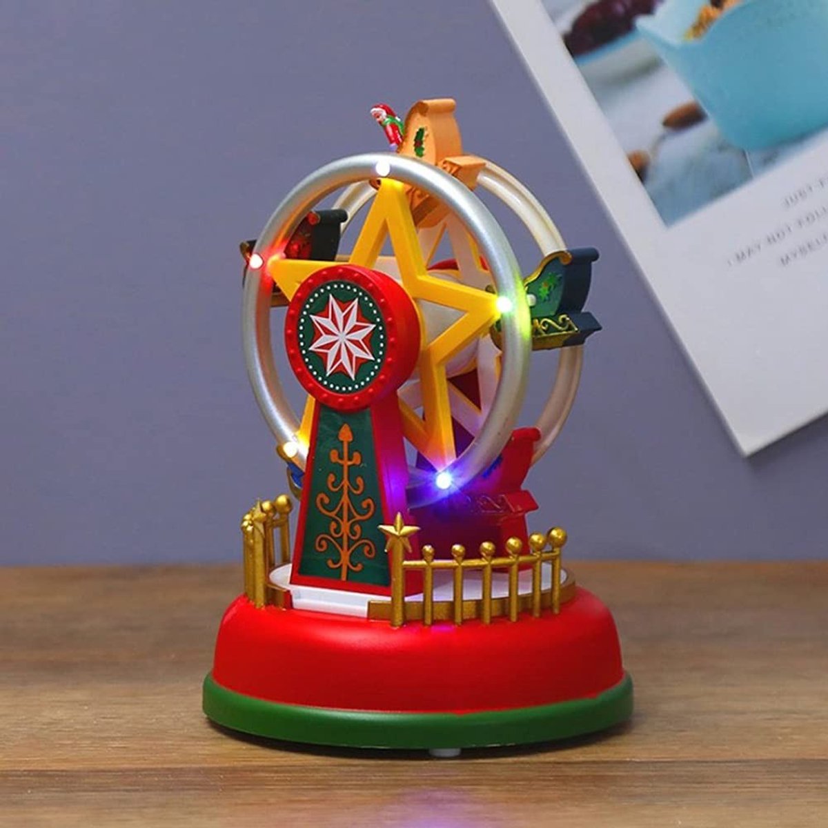 Dailygoody - Kerst Mini-muziekdoos - Lichtgevende Muziekcarrousel - Romantische Desktopdecoratie - 11x15cm - Perfect voor Kerstmis - Creëer jouw