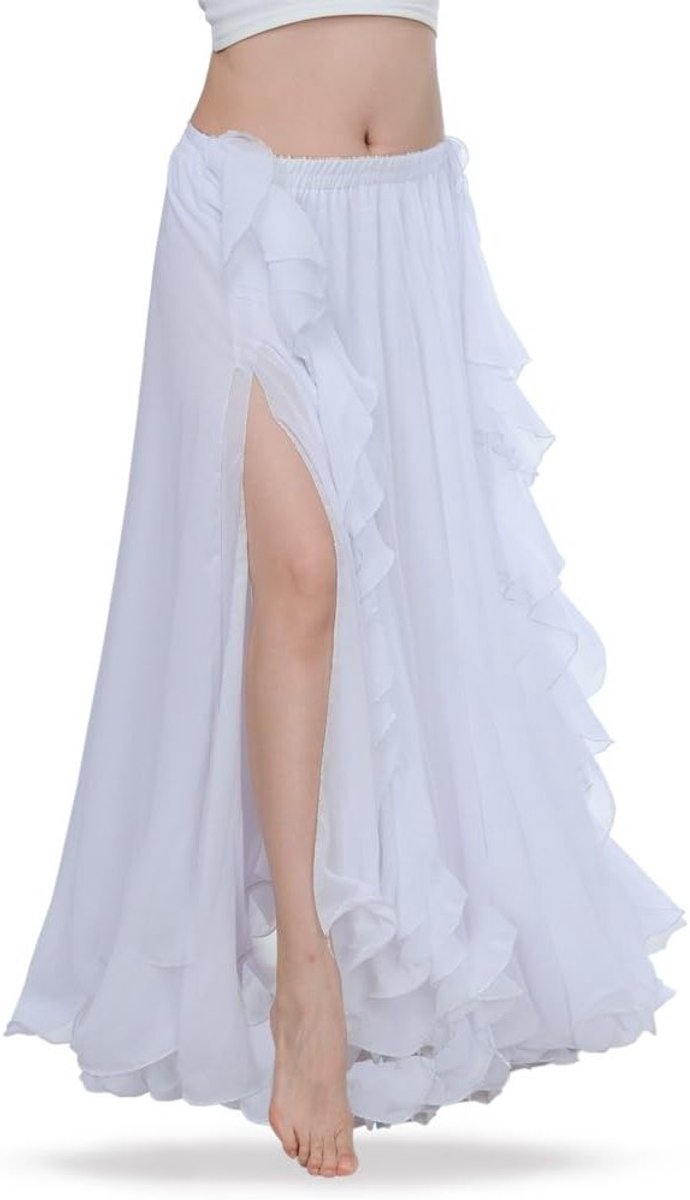 Belly Dance Kostuum voor Vrouwen met Chiffon Maxi Rok en Sexy Split - Perfect voor Optredens en Flamenco Dansen