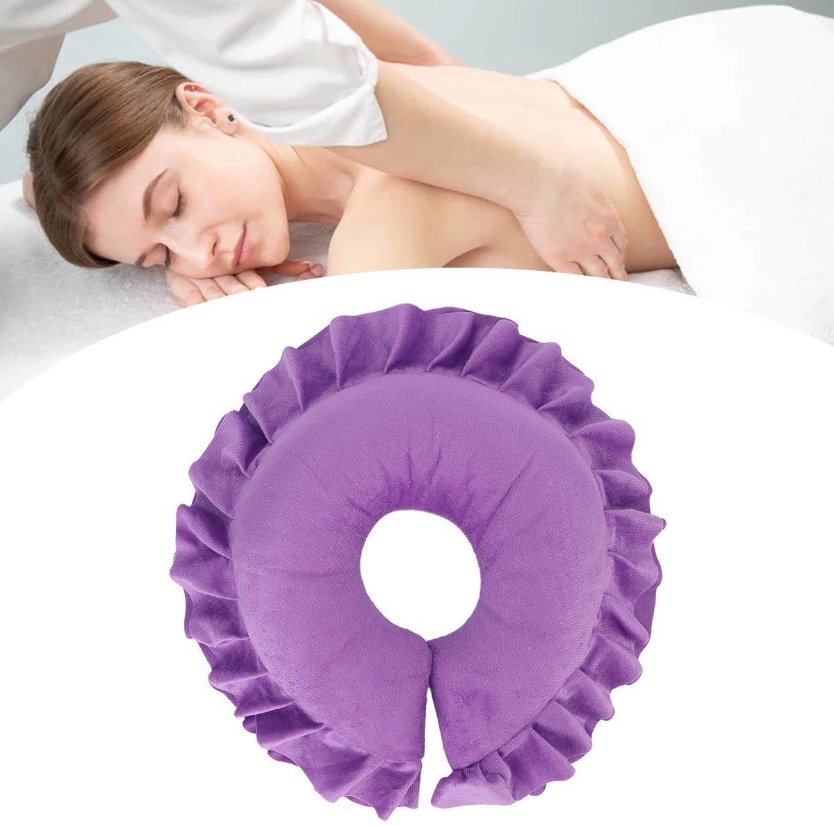 Gezichtsmassage Kussen - Ontspannen Massage - Wasbare Hoofdbedekking - Paars - Hoofdkussen voor Massagetafels - Geschikt voor Schoonheids...