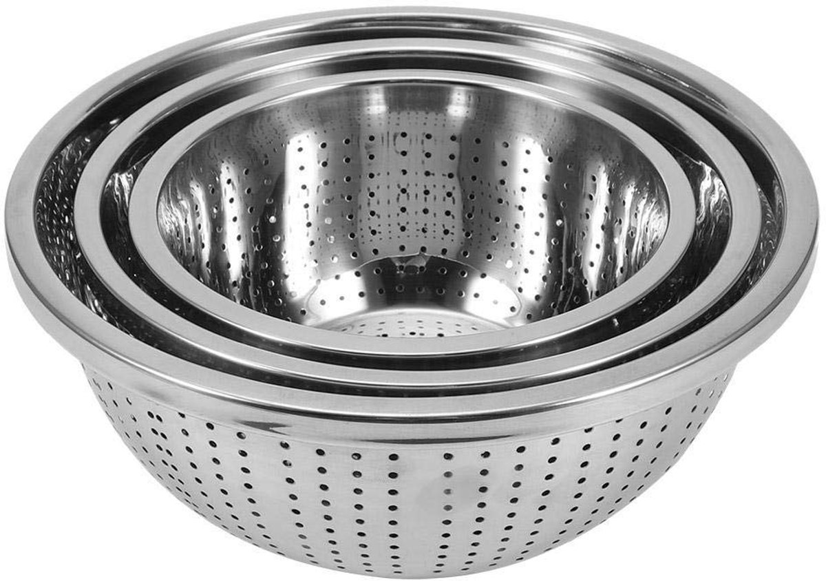 Dailygoody - Rijstzeef - Roestvrijstalen keukenzeef - 3 pakketten - Vaatwasserbestendig - Filter voor groenten en pasta - Perfect voor elke keuken
