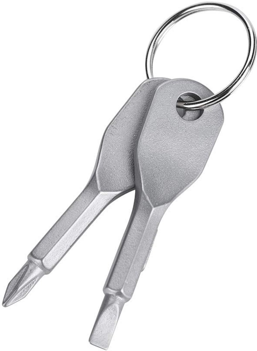Dailygoody - Portable Outdoor Screwdriver - Sleutelhouder - Lichtgewicht - Rvs - Multifunctionele schroevendraaier - Handig voor onderweg - Zilver