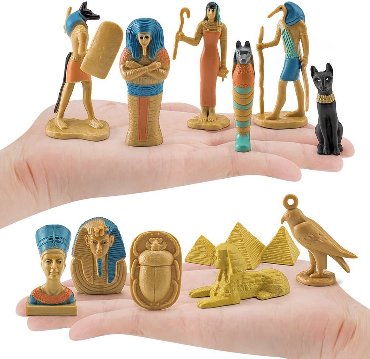 Dailygoody - Antieke Egyptische god 12 stuks beeldje - Miniatuur figuren - Verzamelobject - Decoratie - Egypte beeldjes - Geschikt voor thuis - PVC