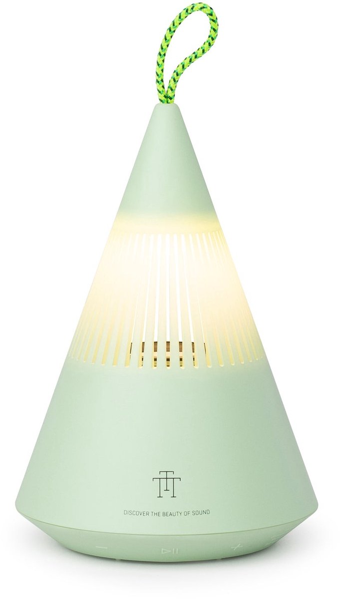 TRETTITRE TreSound Q Fresh Dewy Green - bluetooth speaker met campinglamp - IP67 - 360° - groen