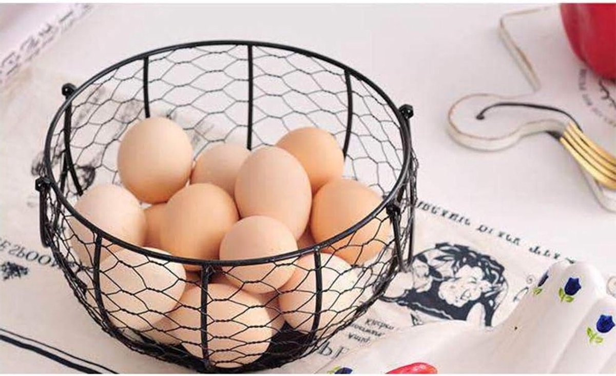 Plus - Metalen Draad Ei Opslag Mand Houder Rack - Grote Ei Dispenser voor Fruit en Groente