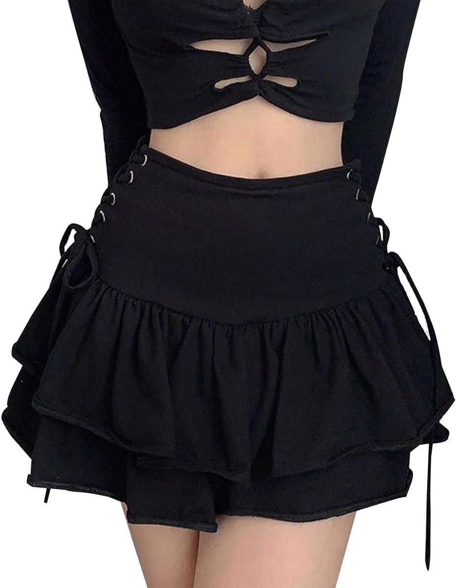 Gothic Zwarte Korte Punk Mini Rok voor Vrouwen - Steampunk Cosplay Party Wear met Hoge Taille en Plissés - S M L XL