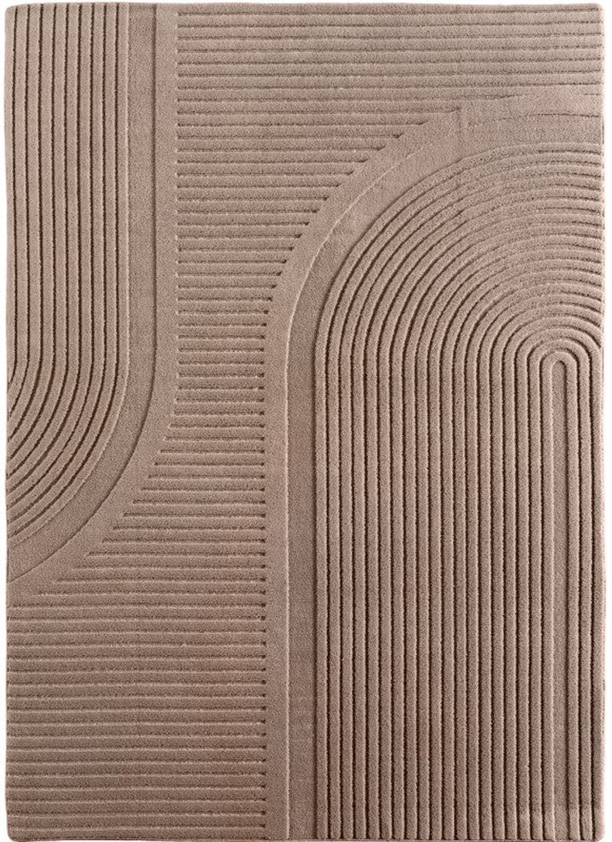 Vloerkleed Scandinavisch taupe hoog/laag Rosa 160 x 230cm Mrcarpet